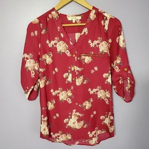 Pink & White Floral Blouse